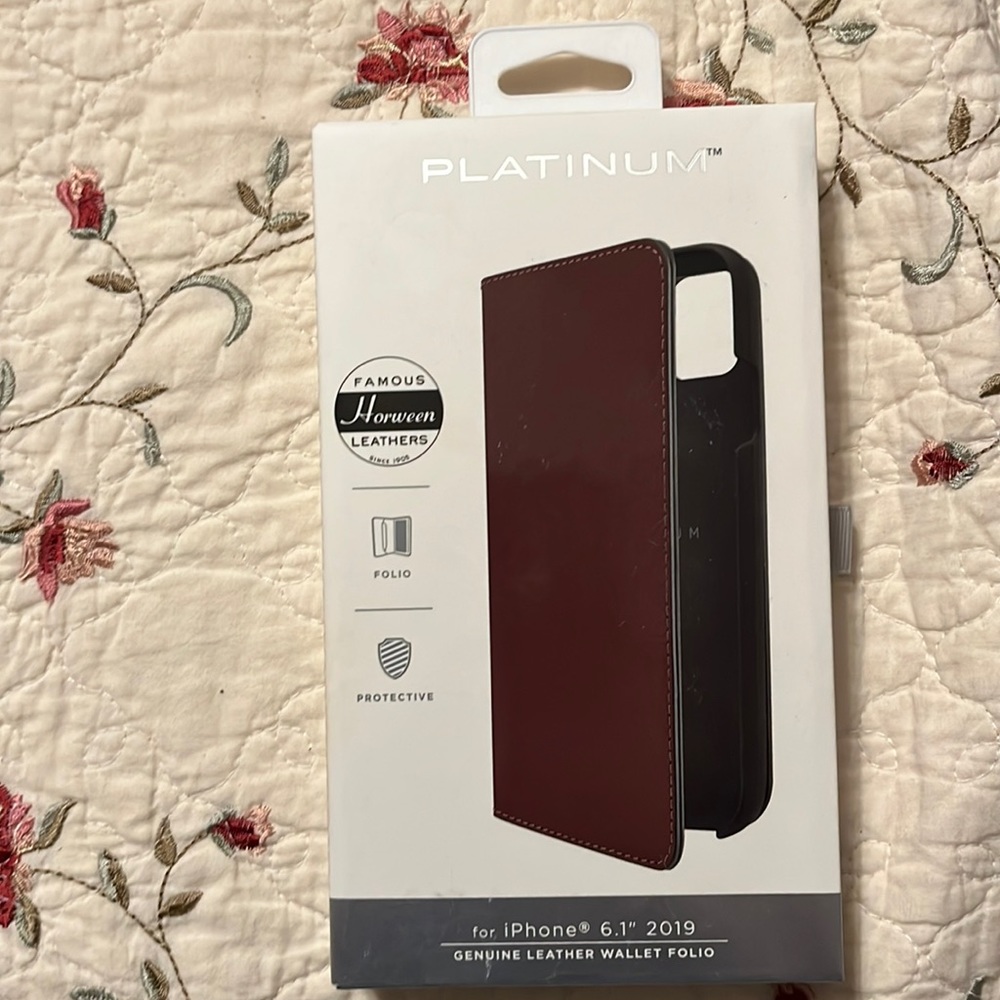 Platinum Horween Leather wallet Folio for iPhone 6.1” 2019 version